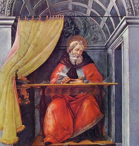 Botticelli: Sant'Agostino nello studio, cm. 41 x 27, Galleria degli Uffizi, Firenze.